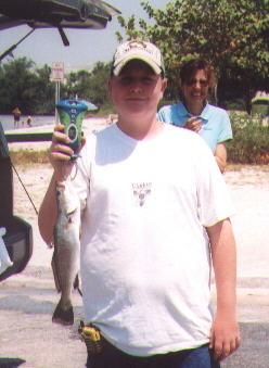 Davis Brashear with his winning trout.